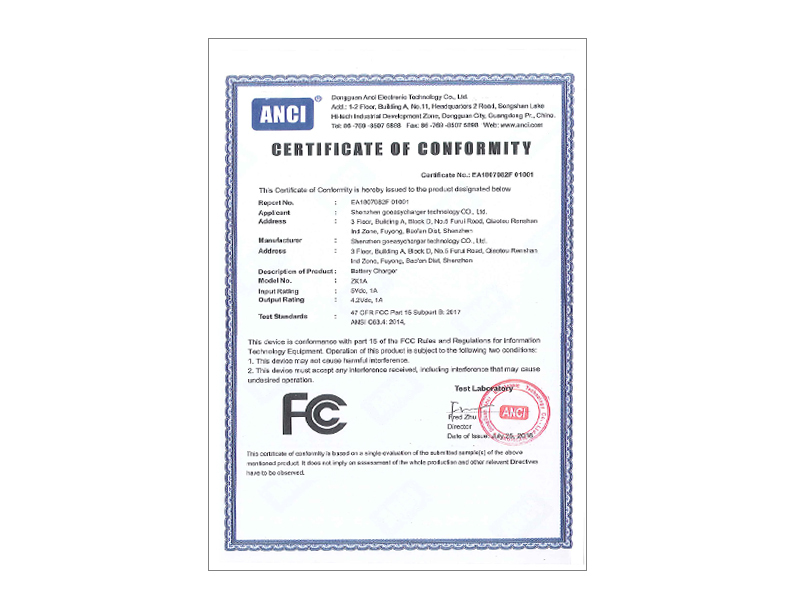 18AE07082F 001 FCC Cert.